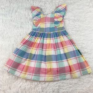 Tommy Bahama ruffle bow multicolor plaid cotton dress
